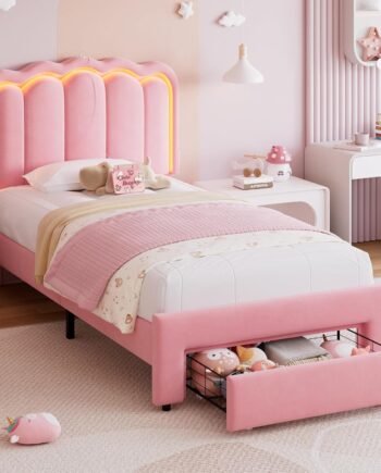 Velvet princess platform bed