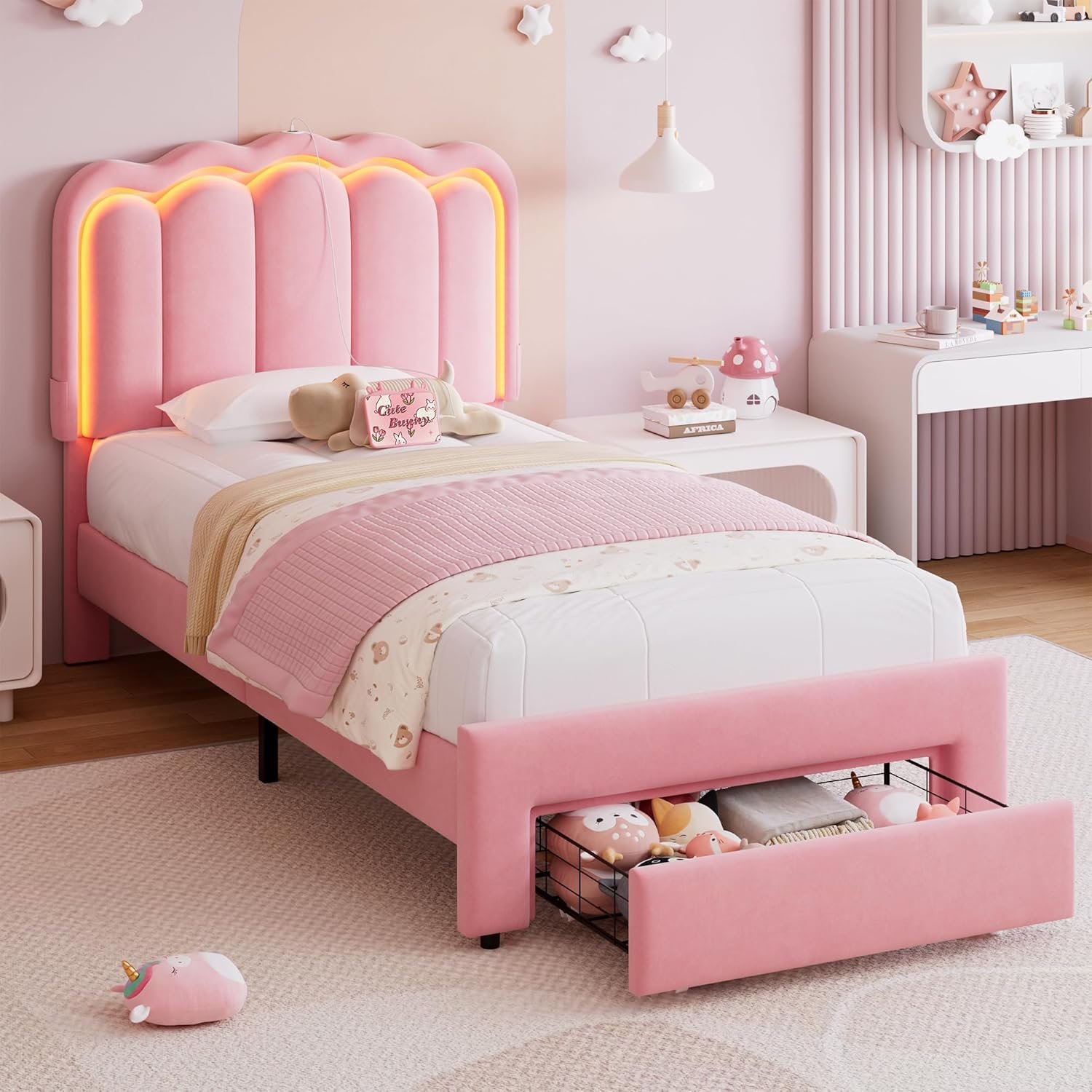 Velvet princess platform bed