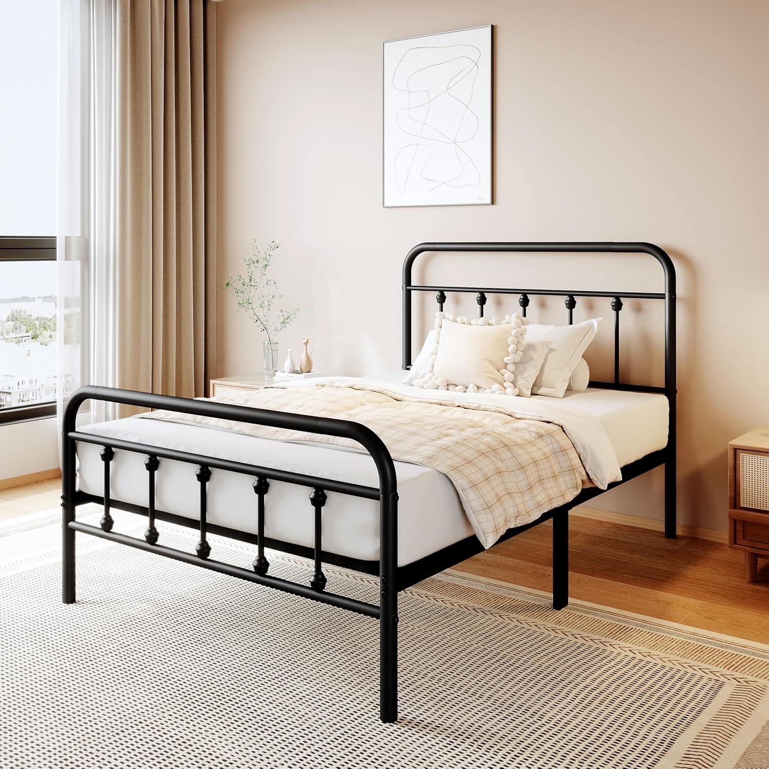 Metal platform bed/headboard and footboard
